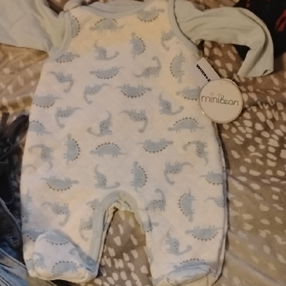 Blue Dinosaur Print Kids Footie